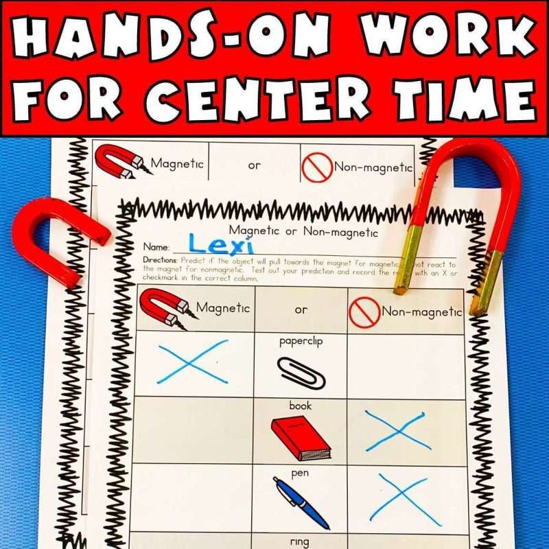 Preschool magnet activities for hands-on work at center time