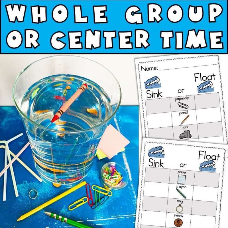 Sink and float worksheet for whole group or center time science learning