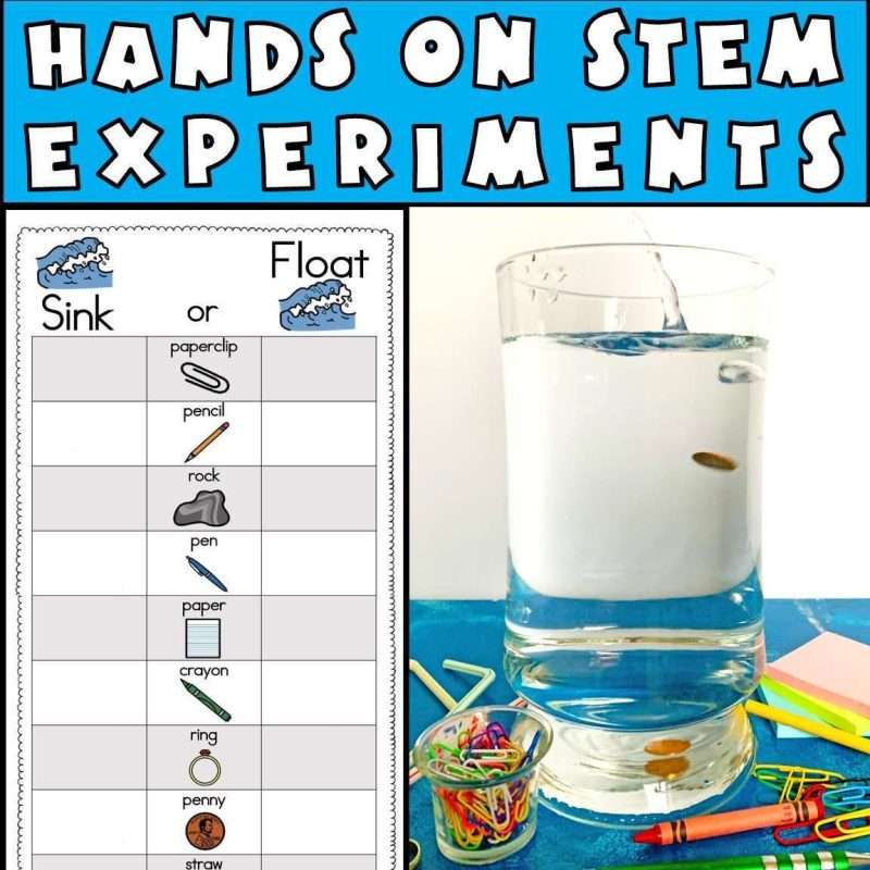 Sink float worksheet for hands-on stem experiments