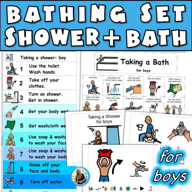 Shower visual schedule for autism and special needs