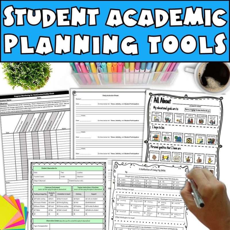 Special education teacher resources with student academic planning tools