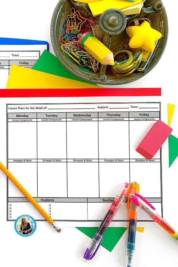 Weekly lesson plan template Google docs and printable pages
