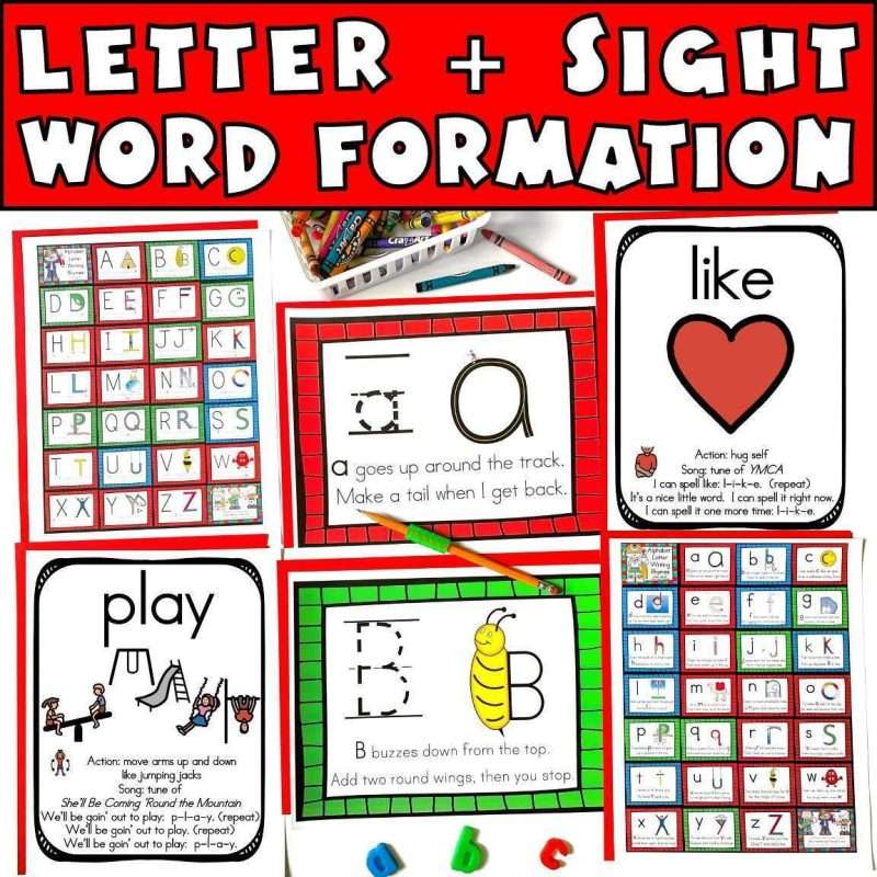 ABC kindergarten songs with letter and sight word formation rhymes