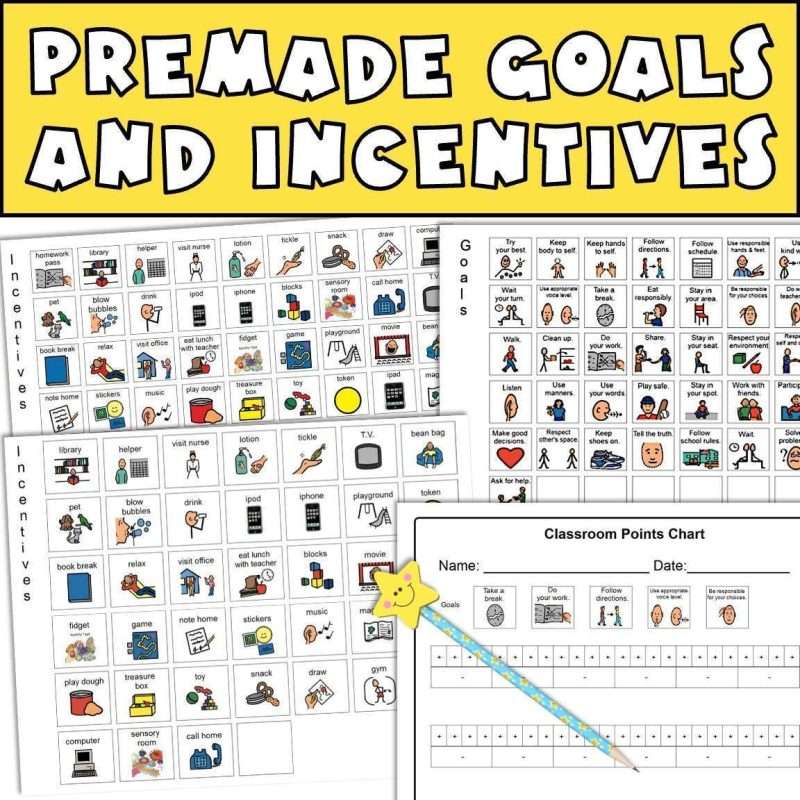 Behavior chart preschool premade goals and incentives