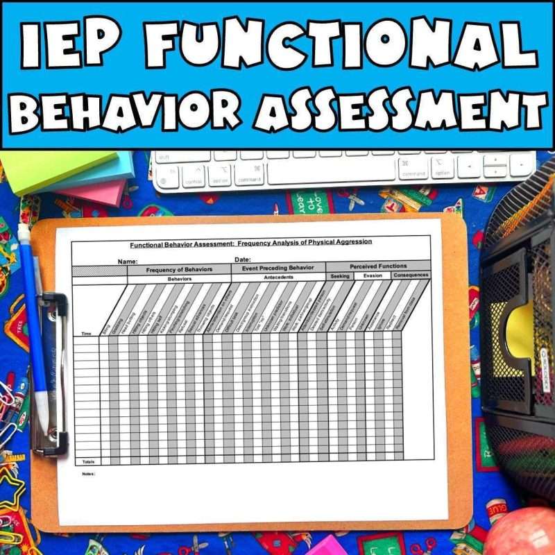 IEP FBA special education behavior assessment sheet
