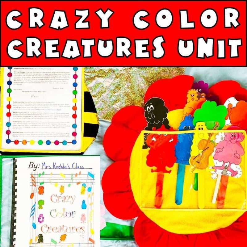 Kindergarten color sight words with crazy color creatures unit.