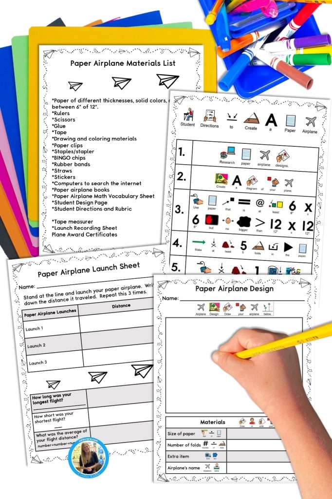 Paper airplane STEM challenge pdf printables for special education science