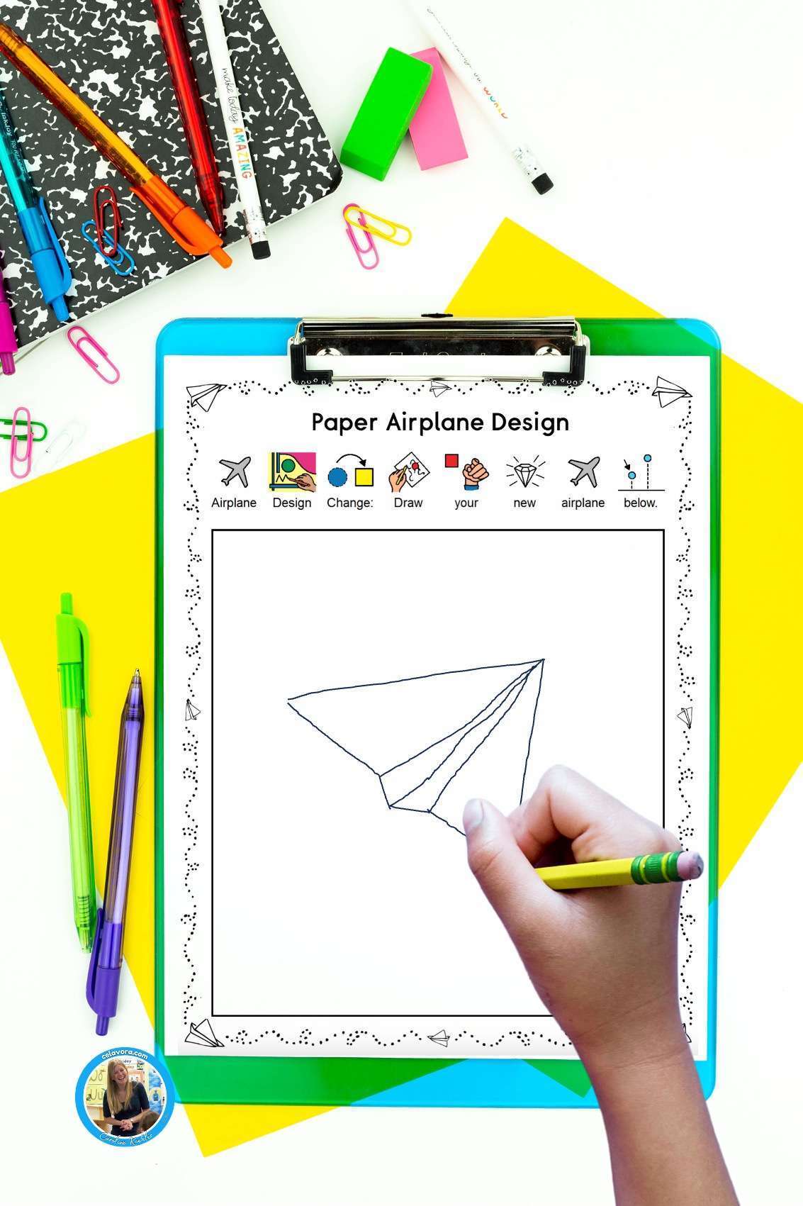 Paper airplane STEM pdf design page