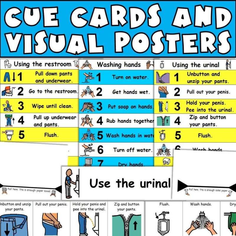 Potty training and ADHD supports with cue cards and visual posters