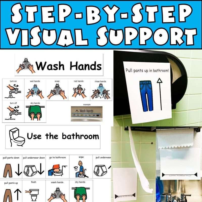 Step for hand washing with visual support