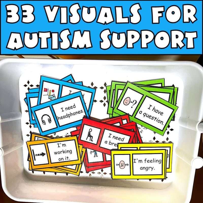 Visual cue card autism support with 33 cards