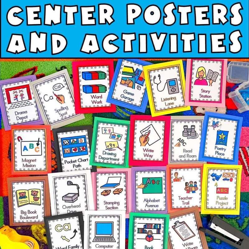 Kindergarten activities worksheet pdf with center signs