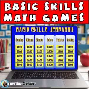 Kindergarten math game with basic skills questions for learning review