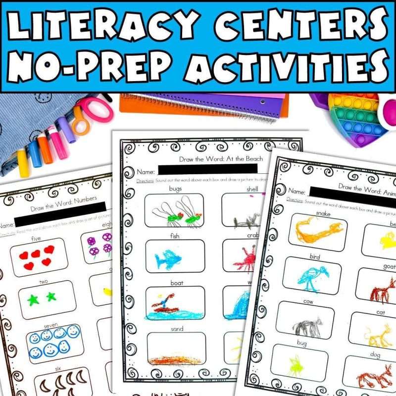 Kindergarten phonics pages for literacy centers no-prep activities
