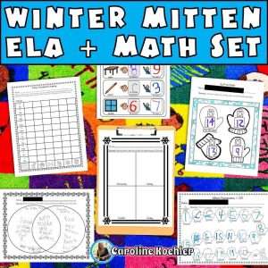 Mitten activities for winter ELA and math practice in kindergarten