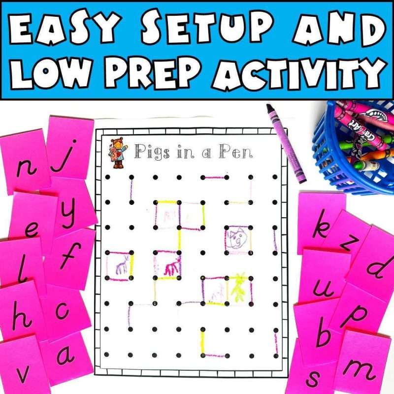 Preschool alphabet activity with easy setup and low prep activity set
