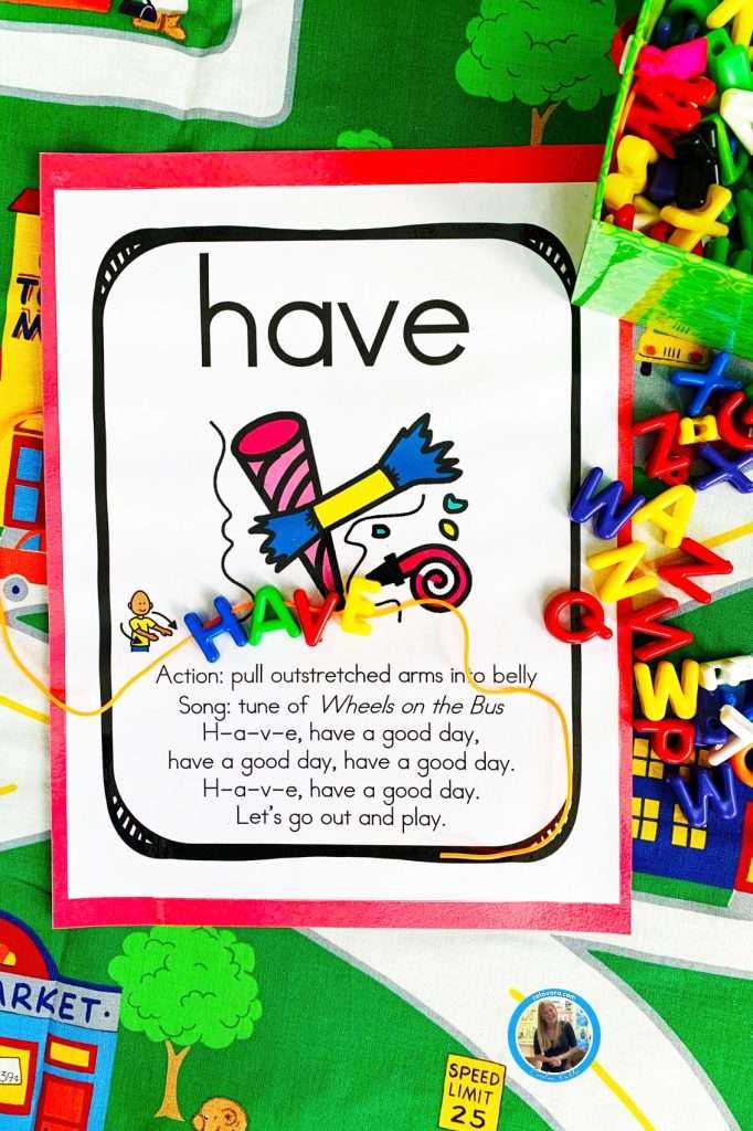 Sight words sheet showing the word have