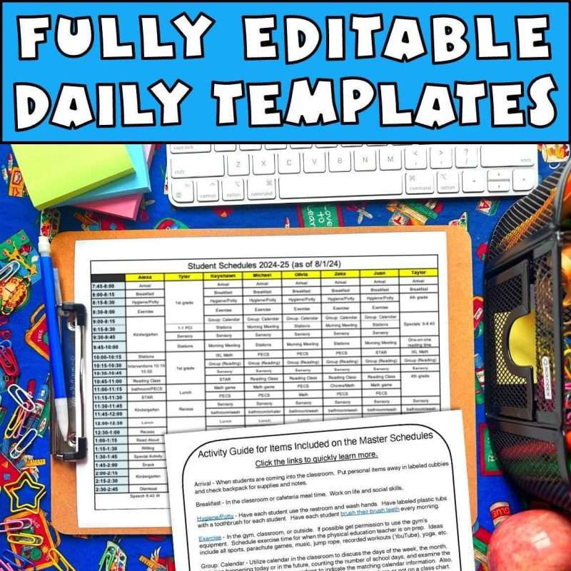 Special Education Schedule Template Editable Teacher Daily Class - Image 2