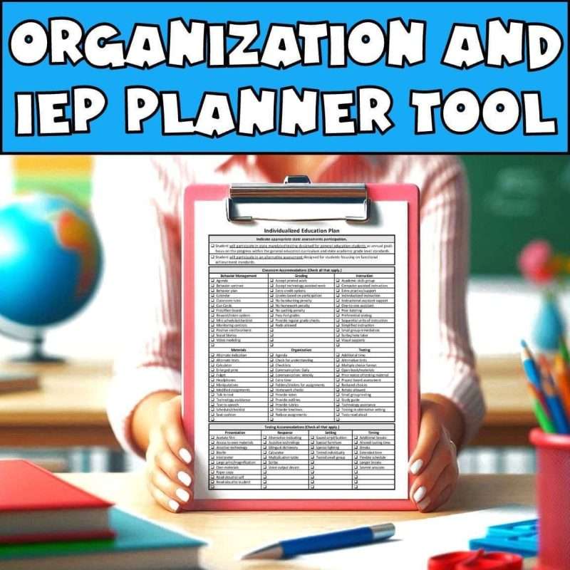 Blank IEP template organization and planner tool