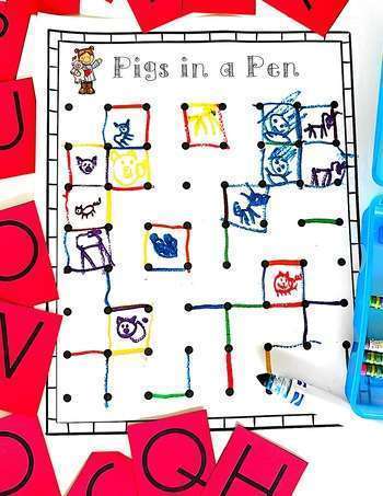 letter recognition activities showing pigs in the pen alphabet game