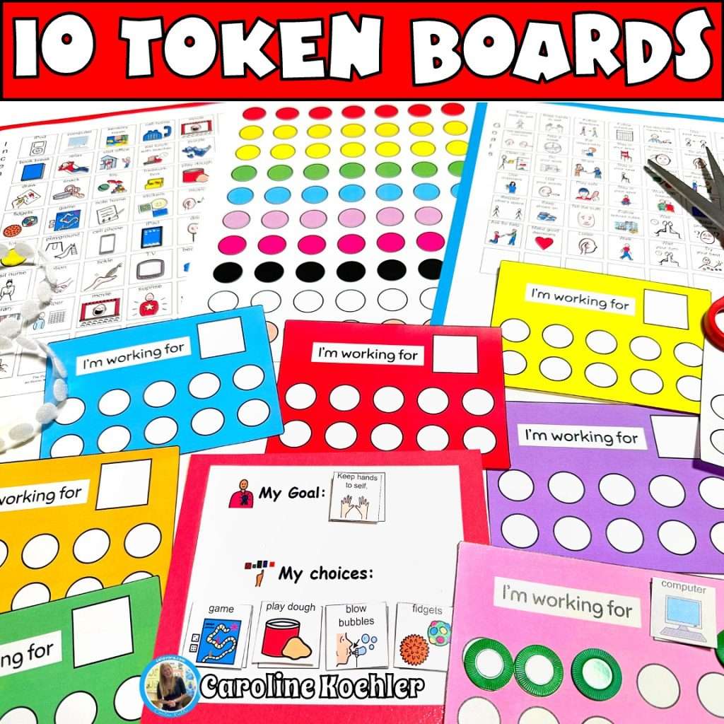 10 token board templates in multiple colors with rewards and goals