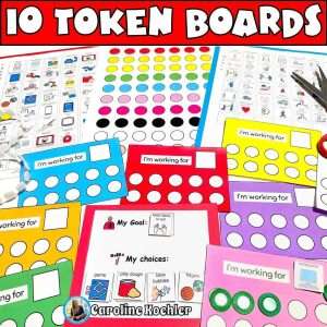 10 token board templates in multiple colors with rewards and goals