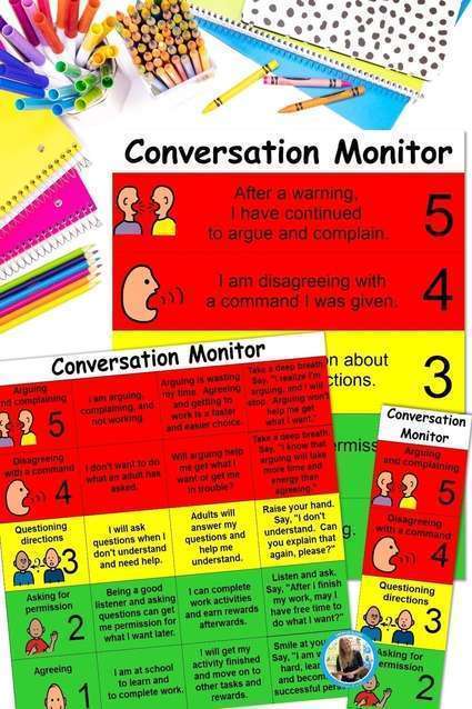 Conversation skills monitor for students at school only a teacher's desk