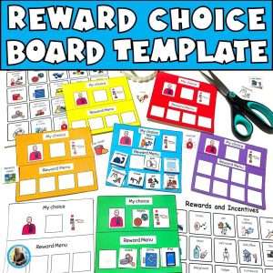 reward choice board template for autism behavior motivation showing printed incentive charts