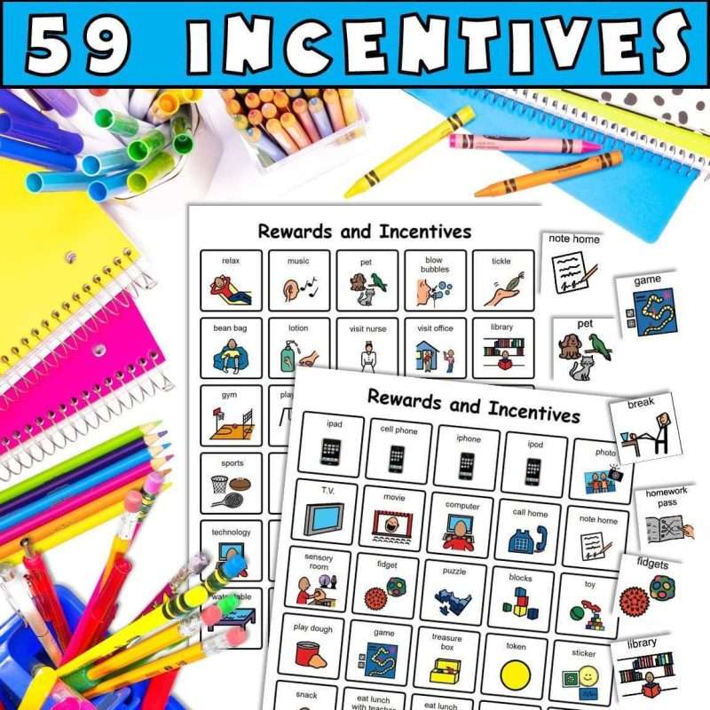 Reward menu with 59 incentives for token charts and choice boards