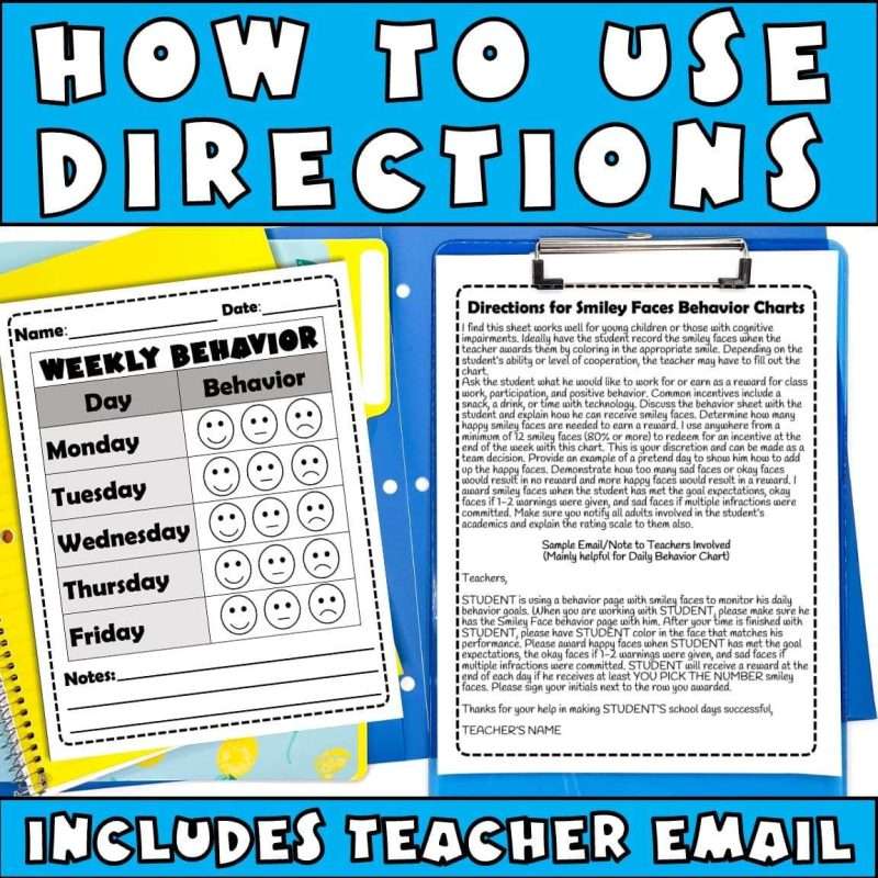 How to use directions for smiley face behavior chart and beyond
