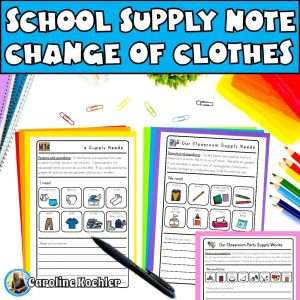 Change of Clothes Note for daycare, preschool, and special education