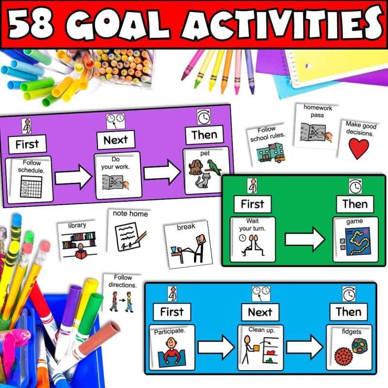 Positive behavior management set for behavior help in the classroom with 58 goal activities.