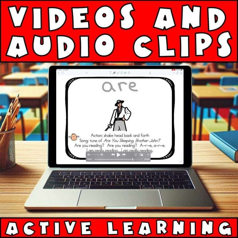 Sight words kindergarten printables with videos and audio clips for active learning, showing video of the word the being written out.