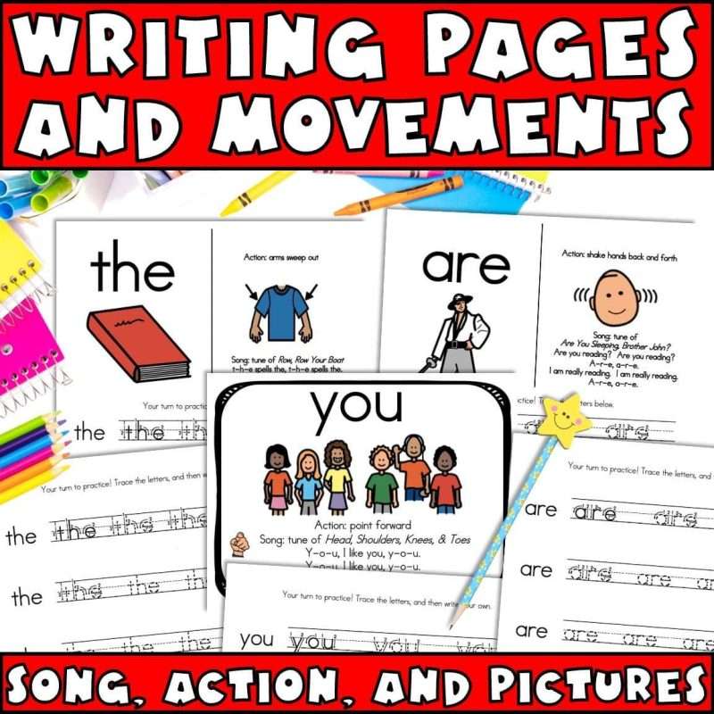 Sight words printables kindergarten writing pages and movements showing the worksheets for that, you, and are.