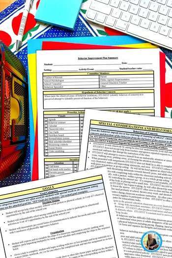 behavior intervention plan set on a teacher's desk