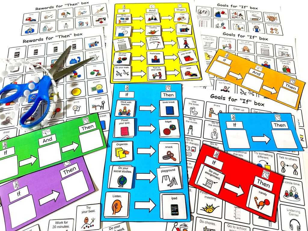 If then behavior charts in multiple colors with rewards and goals ready to cut out and use.