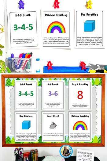 Breathing posters for classroom calm down corner