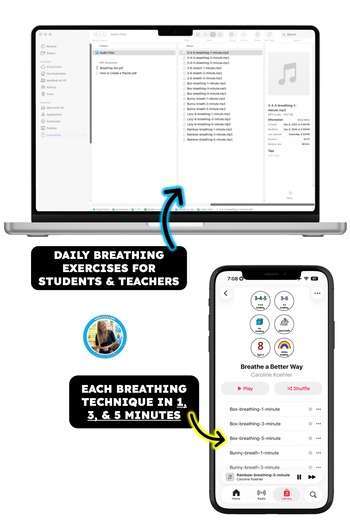 Breathing techniques for students and teachers on laptop and phone