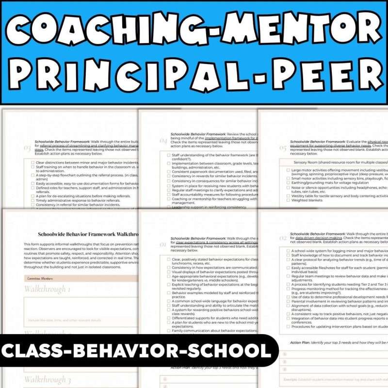 Principal walkthrough forms for school behavior framework