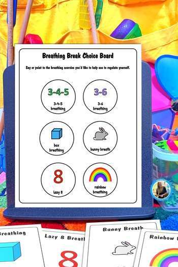 Stress management poster with breathing exercises for kids