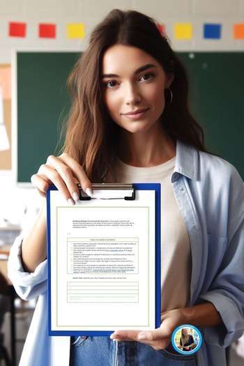 A young woman holding a clipboard with a template, representing a glow and grow educational resource.