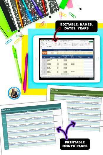 Special education deadline tracker image with colorful stationery and tablet