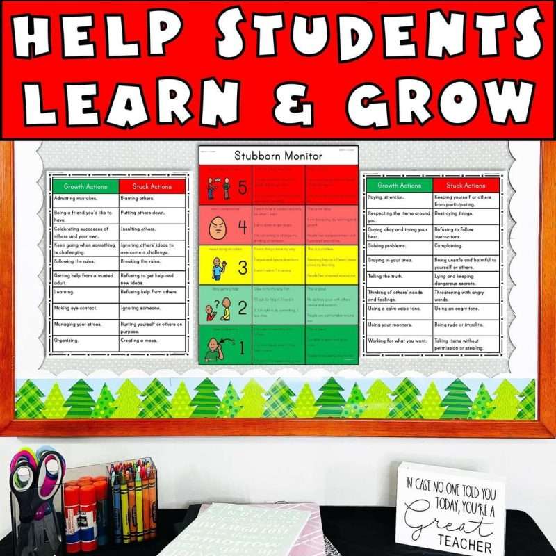 Asking for help poster on a bulletin board for special education