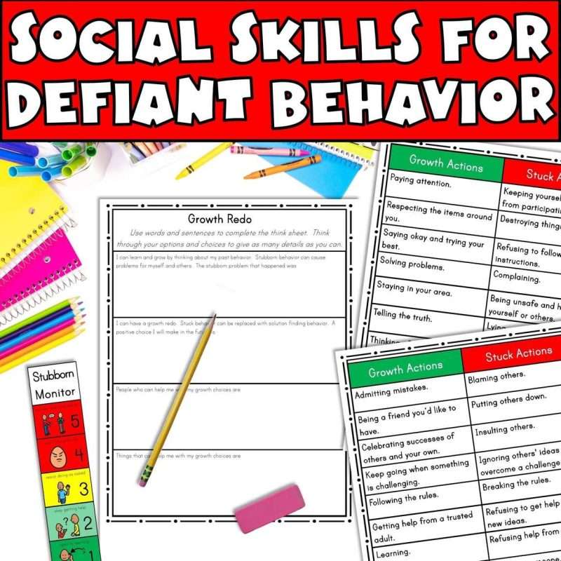 Learning to compromise with social skills for defiant behavior worksheets